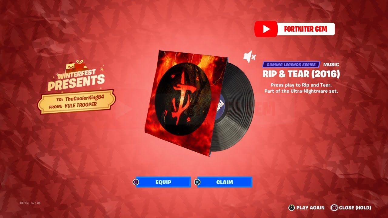 How To Get Rip & Tear (2016) Music in Fortnite Winterfest Presents 2022 ...