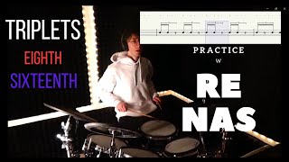 HOW to Play TRIPLETS, EIGHTHS notes and SIXTEENTH notes (Drum Lesson)