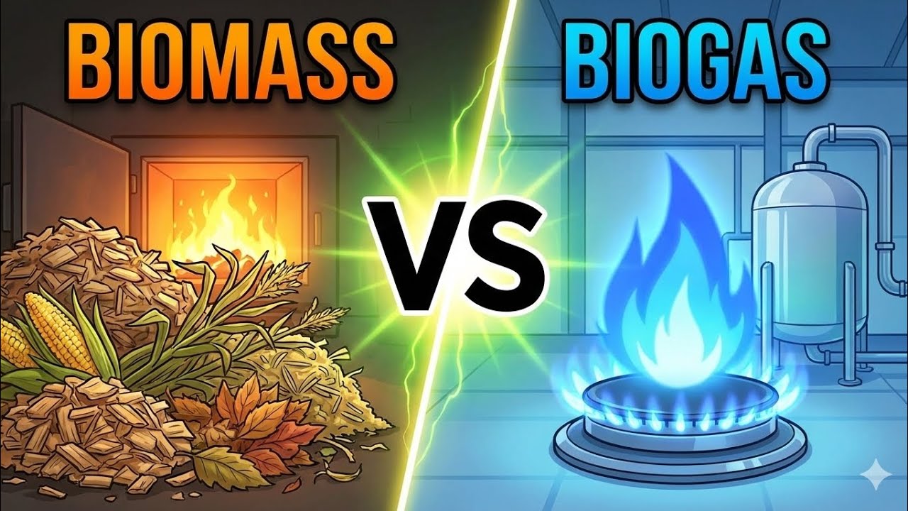 DIFFERENCE BETWEEN BIOMASS AND BIOGAS - YouTube