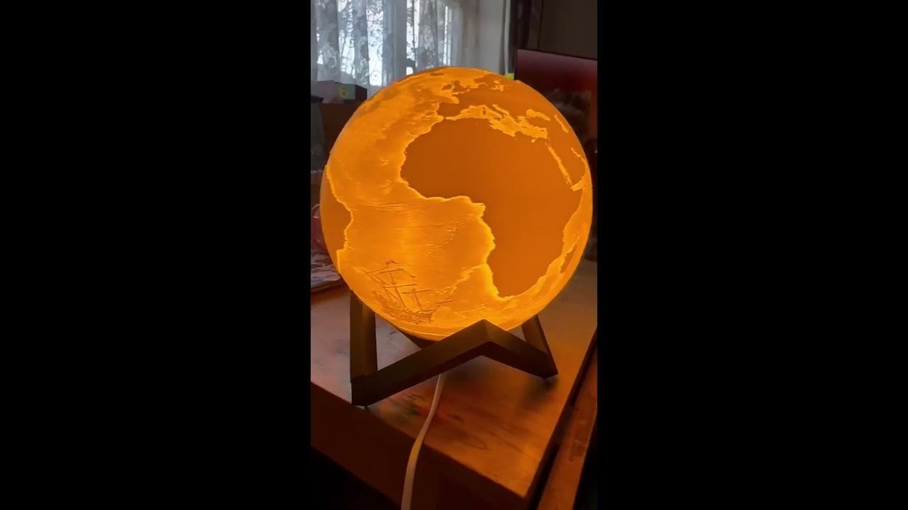 World globe lithophane lamp 3d print bambu labs x1c time lapse youtube