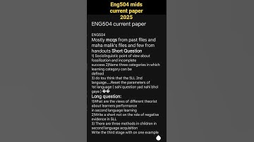 ENG504 Midterm current paper 2025 #vu #vuexams #eng504