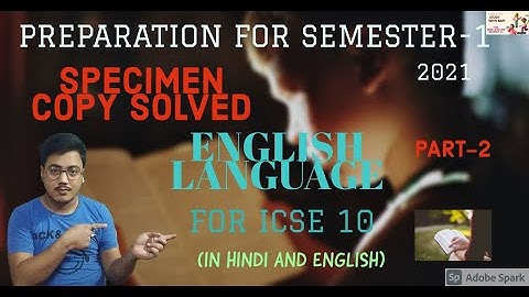 Specimen Paper 2021 for Class 10 !! [English Language] ICSE "SEMESTER 1" Solved MCQ