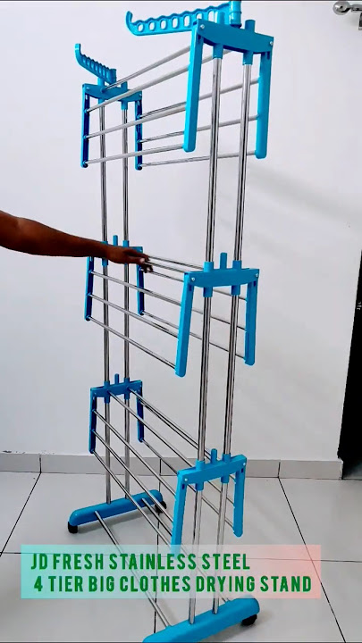 JD FRESH Stainless Steel 4 Tier Big Clothes Drying Stand/Foldable Laundry Rack/Cloth Dryer#shorts