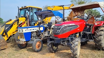 Jcb 3dx Eco Xpert Machine Loading Red Mud In Mahindra and Swaraj Tractor | Jcb and Tractor Cartoon