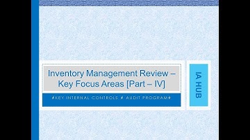 Risk based Internal Audit - Inventory Management Process -   Key Internal controls Part IV