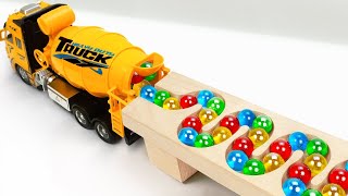 Marble Run Race ☆ HABAの木製スロープ ＆ ゴミ収集車・パトカー ４台のはたらくくるま♪