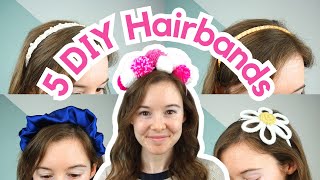 5 DIY Hairbands / Headbands | Pom pom, scrunchie, woven ribbon