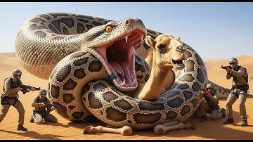 Rescue Mission: Brave Rescue Team Saves Camel from Giant Python in the Desert