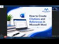 How to create citations and reference list  in Microsoft Word