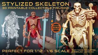 Stylized Skeleton 3D Printable Figurine - Kickstarter Trailer (No AI)