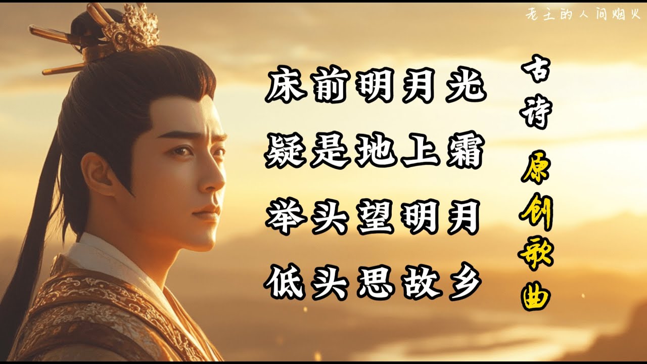 【4K】唐诗歌曲『床前明月光 疑是地上霜 举头望明月 低头思故乡』原创 李白《静夜思》Original Tang Dynasty Poem ...