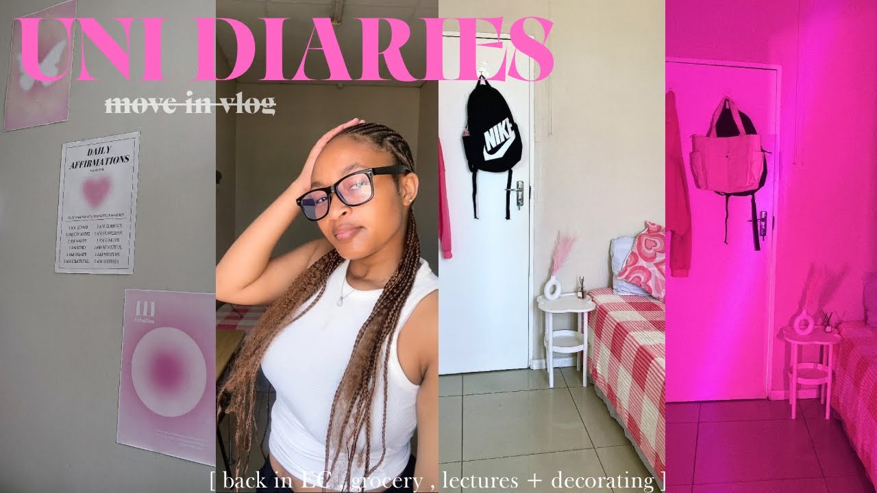 MOVE IN VLOG: back in EC, grocery, lectures, shein package, room decorations.