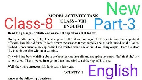 Model Activity Task English Class 8. New. #Newquestion #Part3 #model_activity_task #class7 #wbbse