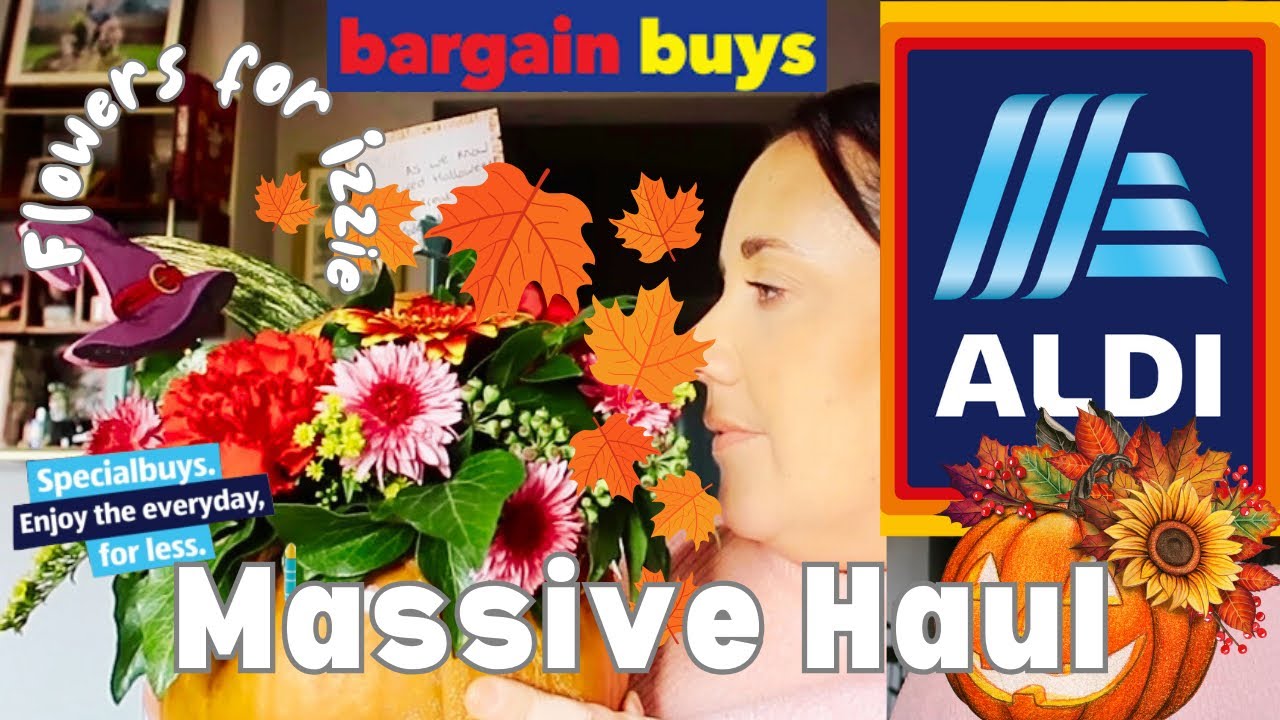 MASSIVE ALDI GROCERY HAUL BARGAIN BUYS HAUL PUMPKIN FLOWERS DECOR