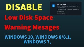 how to disable low disk space warning messages in windows