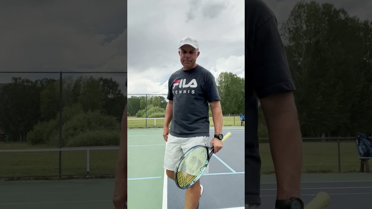Tennis serve solo practice.