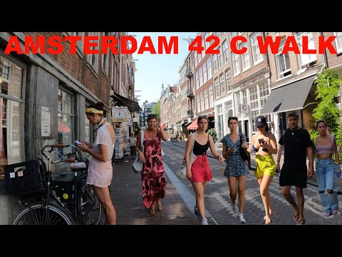 Amsterdam Walk Street Tour In The Hottest Day Of The Year. This video is a tourist guide