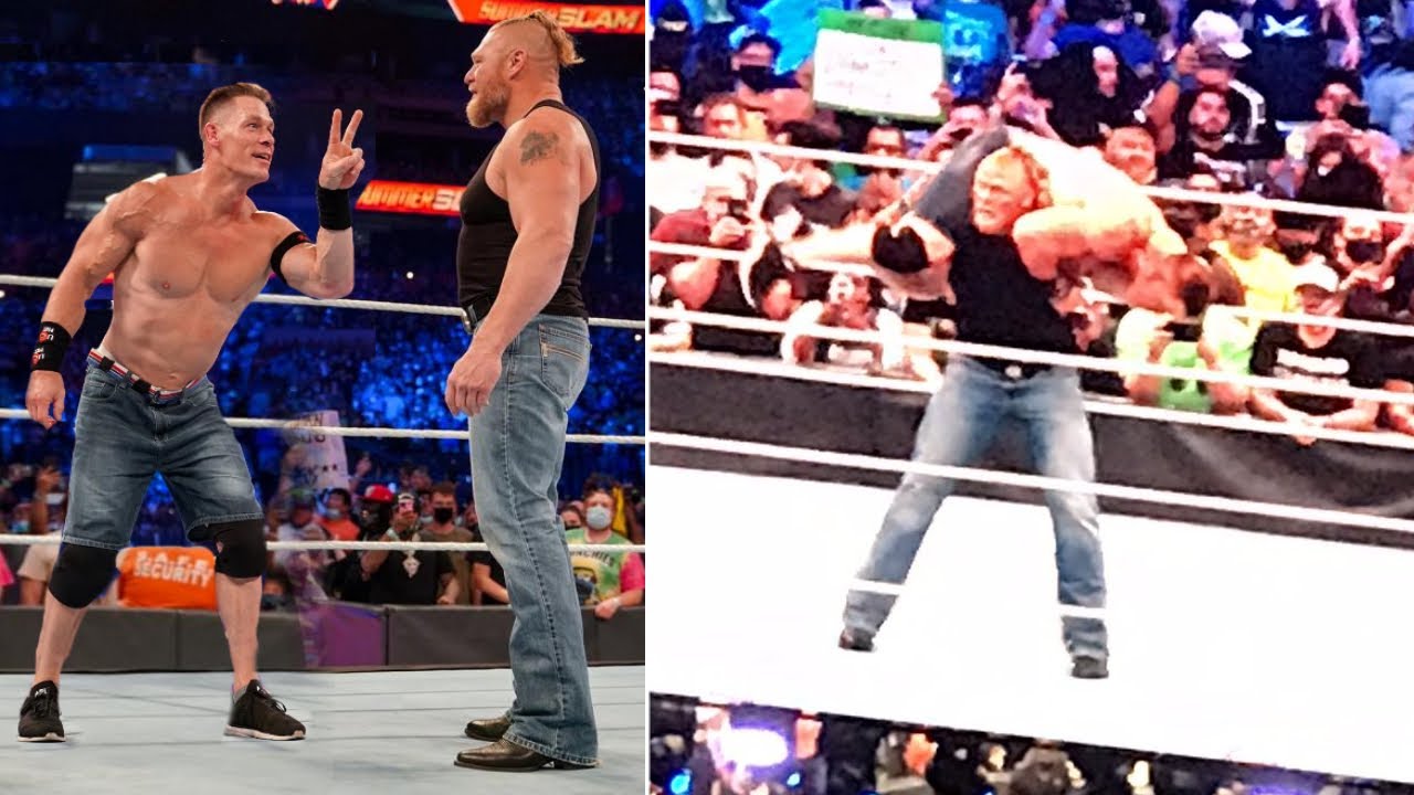 Brock Lesnar ATTACKS John Cena After Confronts Roman reigns at WWE SummerSlam 2021