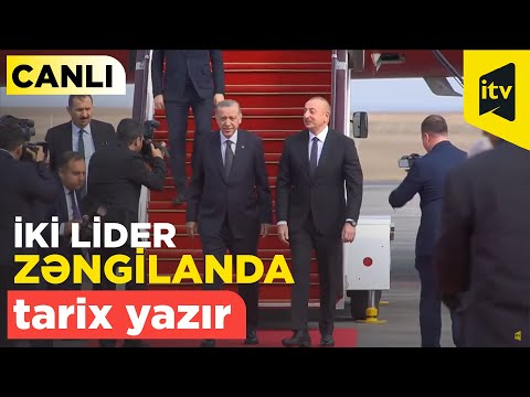 Prezident İlham Əliyev və Rəcəb Tayyib Ərdoğan Zəngilan hava limanının açılışında - CANLI