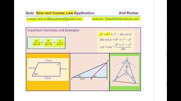 Quiz Sine Law Cosine Law Application MCR3U CBSE Trigonometry of Any Angle