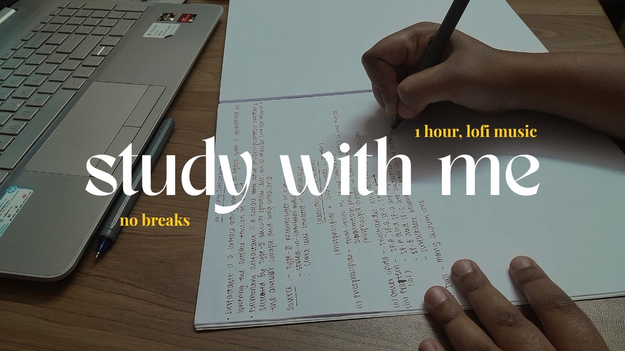 1 HOUR STUDY WITH ME | no breaks, lofi bg, real time