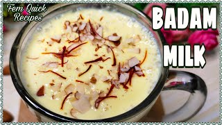 Badam Milk Recipe | Almond Milk | Memory And Energy Booster Drink-Improves Sleep - Fem Quick Recipes