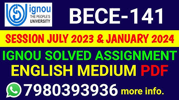 BECE 141 Solved Assignment 2023-24 English, BECE 141 Solved Assignment 23-24, BECE-141 Assignment