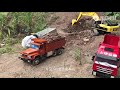 工程车运输泥土，由于山高坡陡，又翻车了！