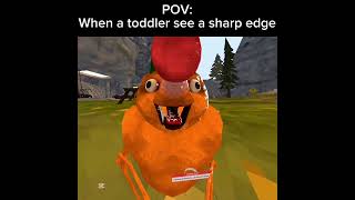 When a toddler see a sharp edge #animalcompany #cheeseball