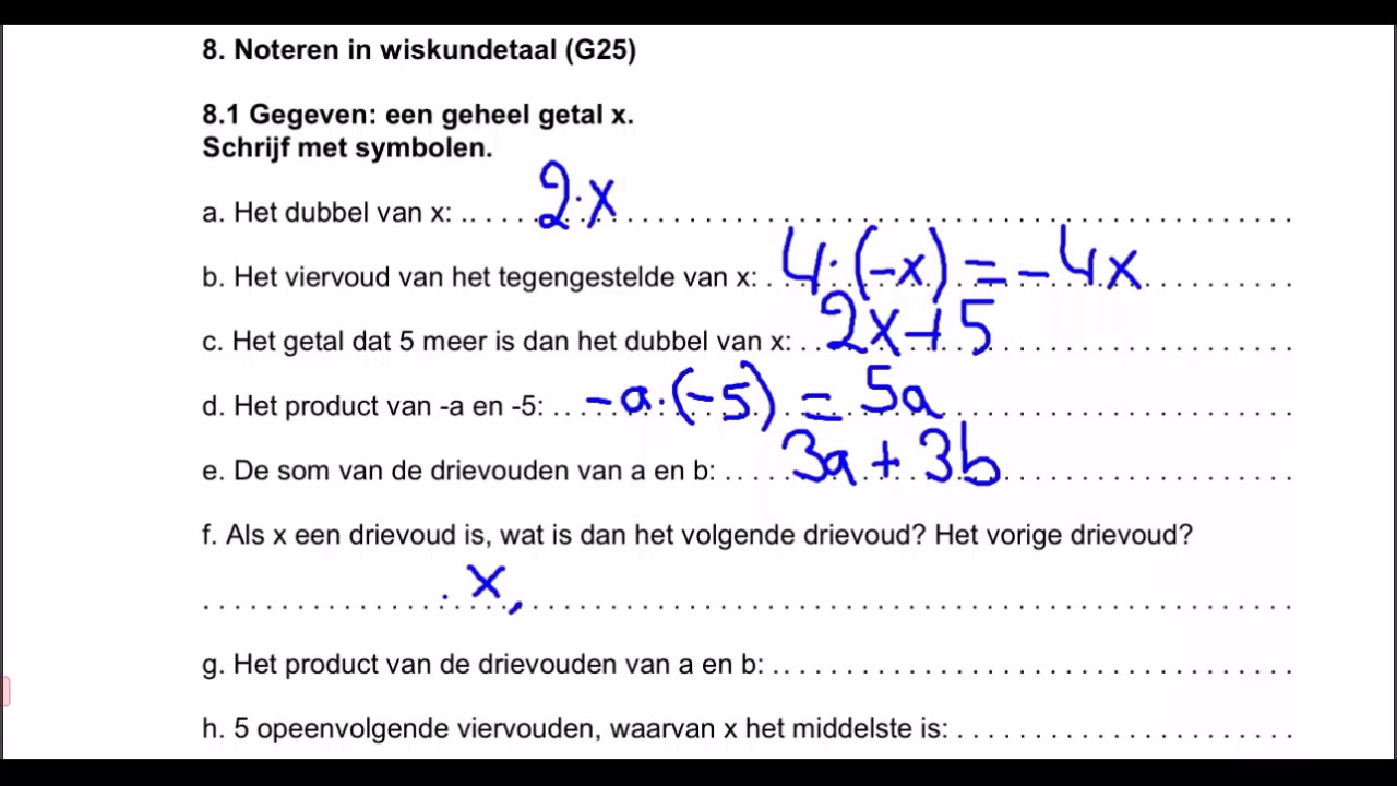 Schrijven In Wiskundetaal (H4 8.1) - Youtube