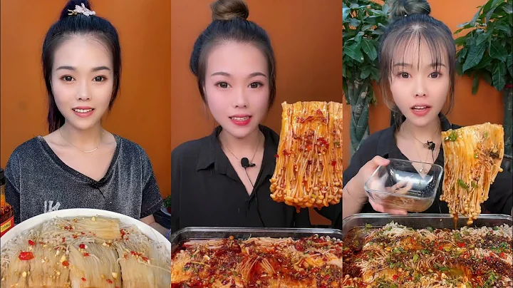CHINESE MUKBANG SPICY FOOD (ENOKI MUSHROOM)@Xiaoxuan Mukbang EATING SHOW