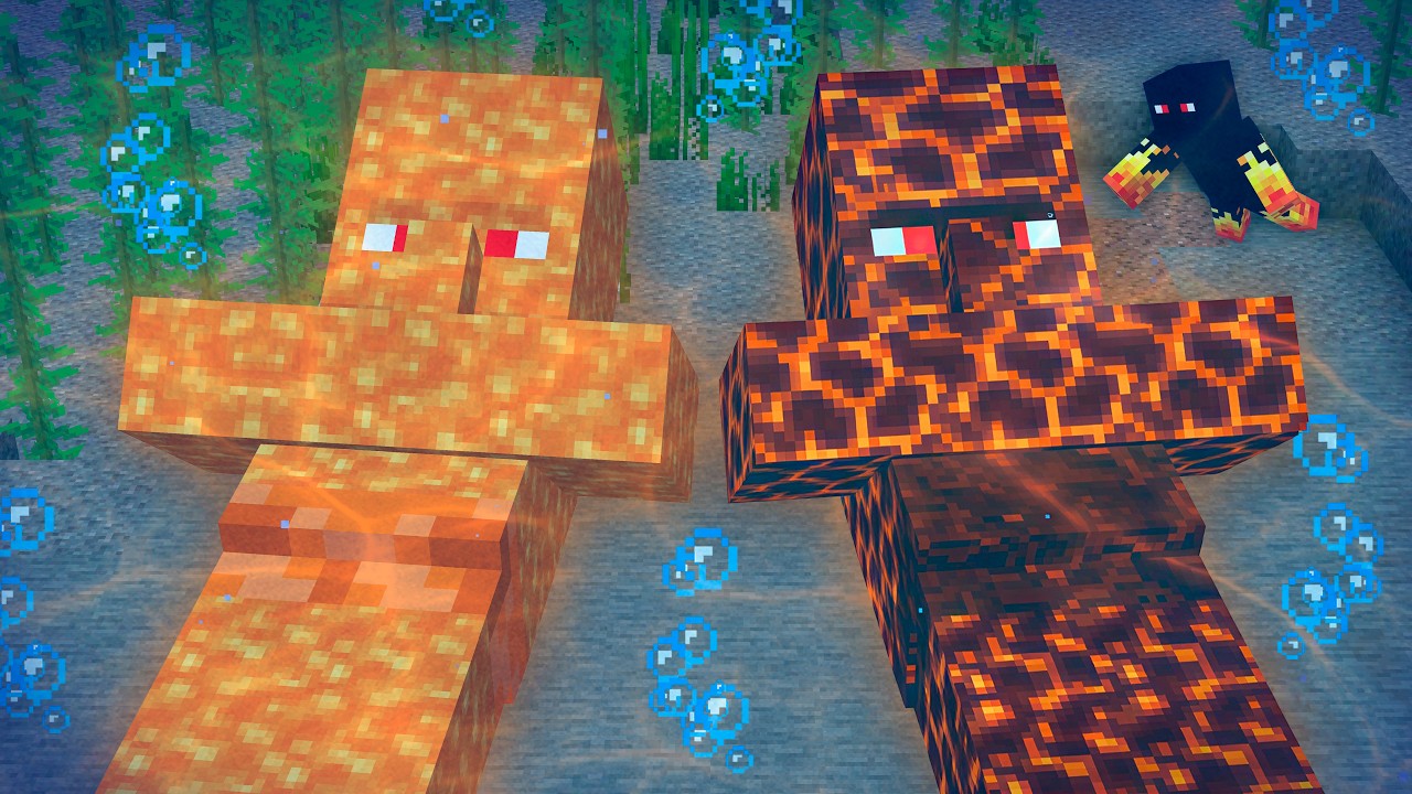 ENCONTREI VILLAGER GIGANTE DE LAVA EMBAIXO DA ÁGUA
