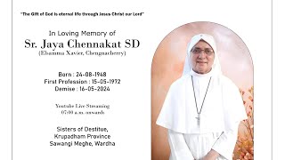Funeral service of Sr. Jaya Chennakat SD. (Elsamma Xavier, Chengnacherry)