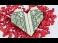 Easy Dollar origami HEART ❤️ money origami heart folding instructions