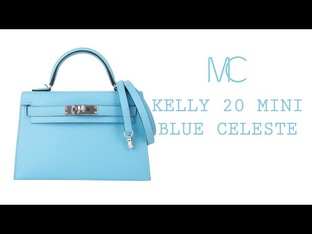 Hermes Kelly 20 Mini Sellier Bag Rare Blue Celeste Chevre Palladium –  Mightychic