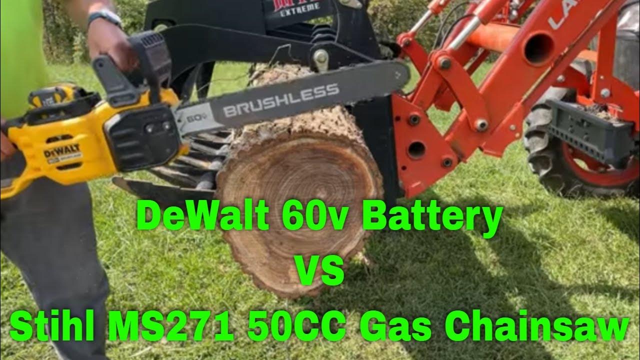 DeWalt 60V 20 Inch Battery Chainsaw Vs Stihl Farm Boss (MS271) 50cc Gas