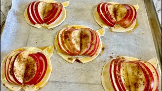 Just puff pastry and 2 apples/ make these dessert today ❗️💯 incrediblely tasty / perfect homemade✅