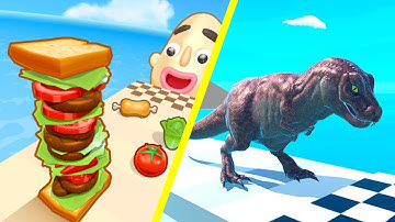 🟢 🟡 Sandwich Runner Vs Dino Run 3D All Levels Gameplay Walkthrough Android iOS Gaming NO. 14
