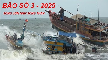 Chủ ghe rớt biển bơi vào bờ khi Sóng lớn điên cuồng Bão số 3 hoành hành cửa biển LaGi