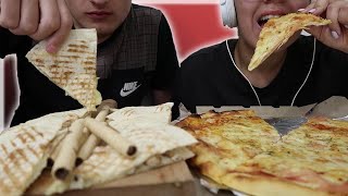 ASMR PIZZA CHEESE AND TORTILLA CHICKEN AND CHEESE (no talking)