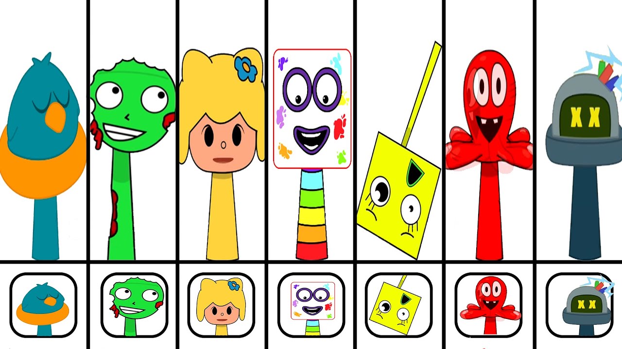 🔥 NEW Sprunki OCs Characters – Seventeen (Numberlocks) , Sally Square , Fred , Bea , Sleepy Bird