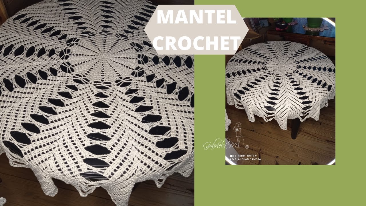 Mantel redondo con bellos calados en crochet