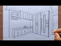 How to Draw a Kitchen in 2-Point Perspective Step-by-step