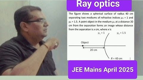 The figure shows a spherical surface of radius 40 cm separating two mediums of refractive indices 