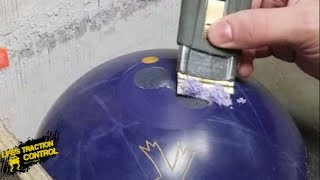 Celebrity cutting down and smoothing out bowling ball plug | Proshop Tips Wealth