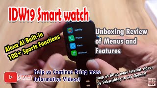 IDW19 Smart watch - Unboxing Review of Menus and Features screenshot 1