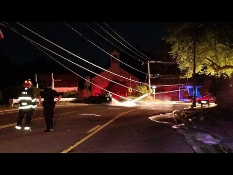 Car Slams into Utility Pole in Portsmouth - YouTube