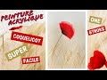 Tuto super facilecoquelicot one stroke  peinture acrylique