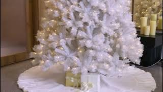 A brief overview of Glitzhome 8ft Pre-Lit White Pine Slim Artificial Christmas Tree.