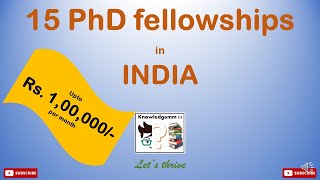 15 PhD Scholarship in INDIA | 15 PhD Fellowship in INDIA | Any discipline |